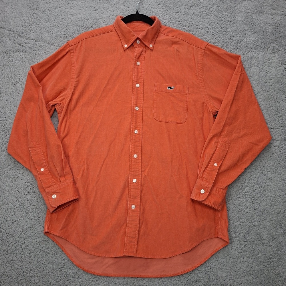 Vineyard Vines Shirt Men's L Coral Corduroy Button Up 100% Cotton Tucker